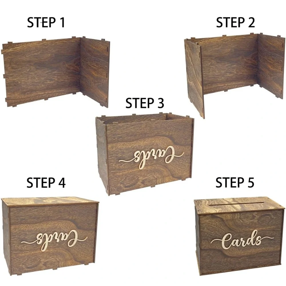Rustic Wooden Brown and Tan Card Box